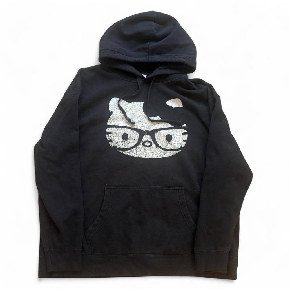 Vintage Sanrio Hello Kitty Black Graphic Hoodie Pullover XL Y2K Streetwear
